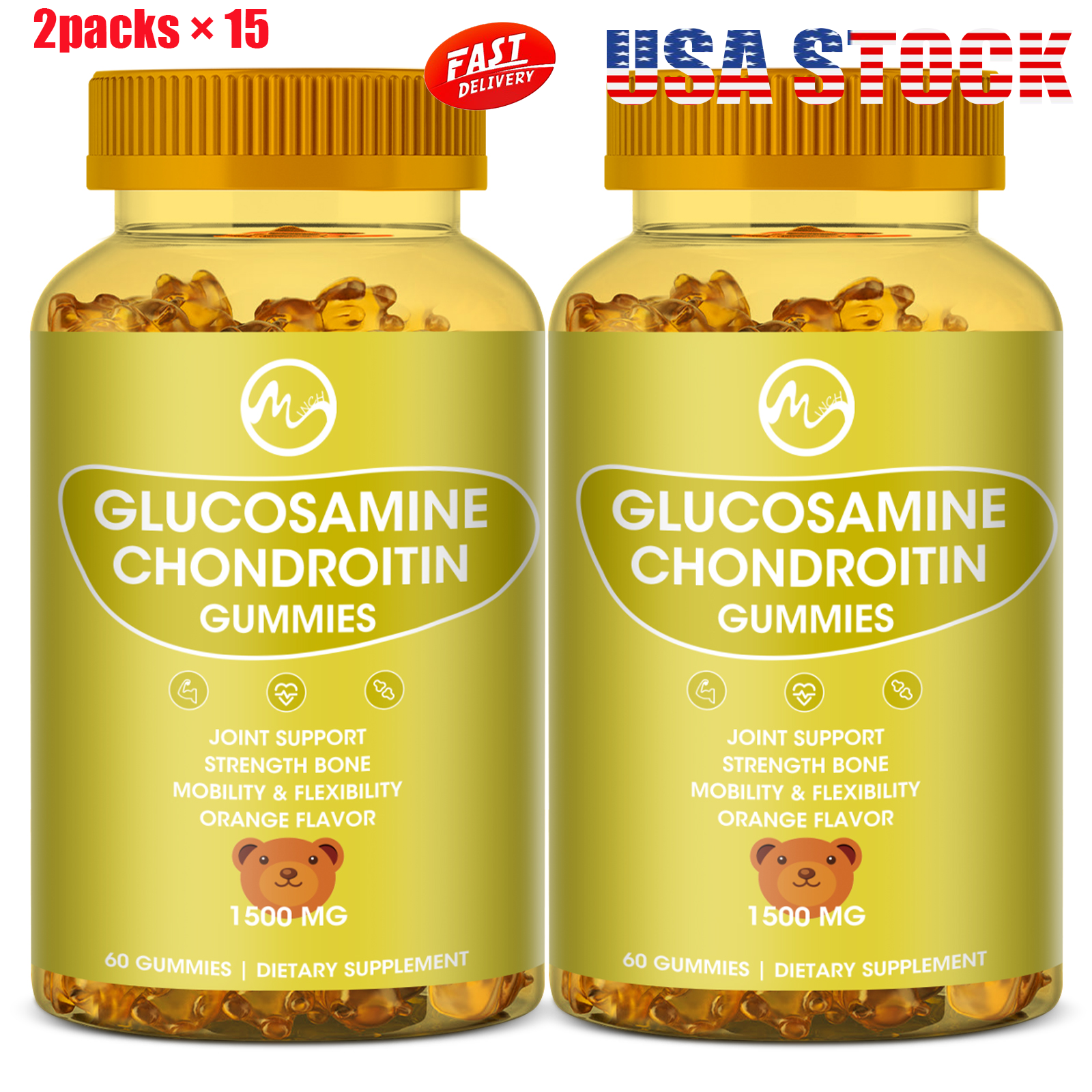 30 Bottles Glucosamine Chondroitin Gummies , Joint Support Supplement with MSM