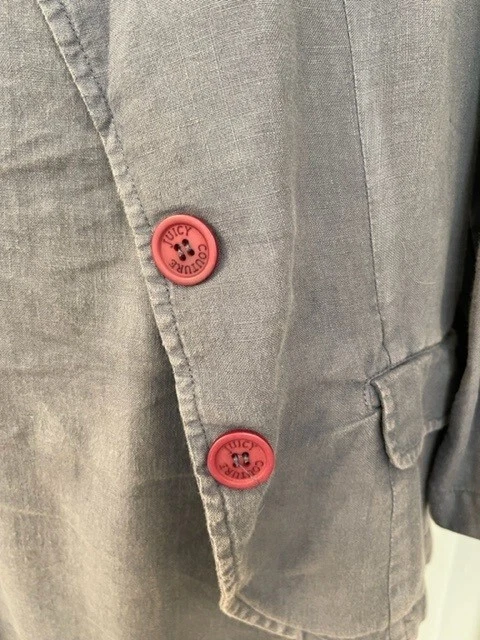 Blazer y Pantalones Juicy Couture Mujer 100% Lino Corbata Cintura Botón Talla 8 Foto 3 de 4