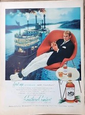 1957 Southern Comfort Liqueur man Knoll furniture chair steamboat vintage ad