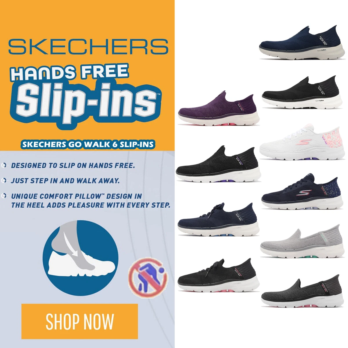 Skechers Go Walk 6 Slip-Ins Men Women Slip On Hands Free Shoes 1 eBay