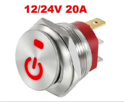 20A 12-24 VAC/DC 22MM(7/8'') Rocker Style Switch Mini Circle Toggle Switch Power