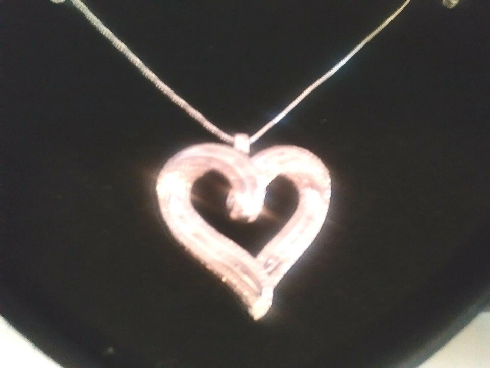 BIG 14K YELLOW GOLD & SS ROUND BAGUETTE GENUINE DIAMOND HEART NECKLACE 18 + B/P!