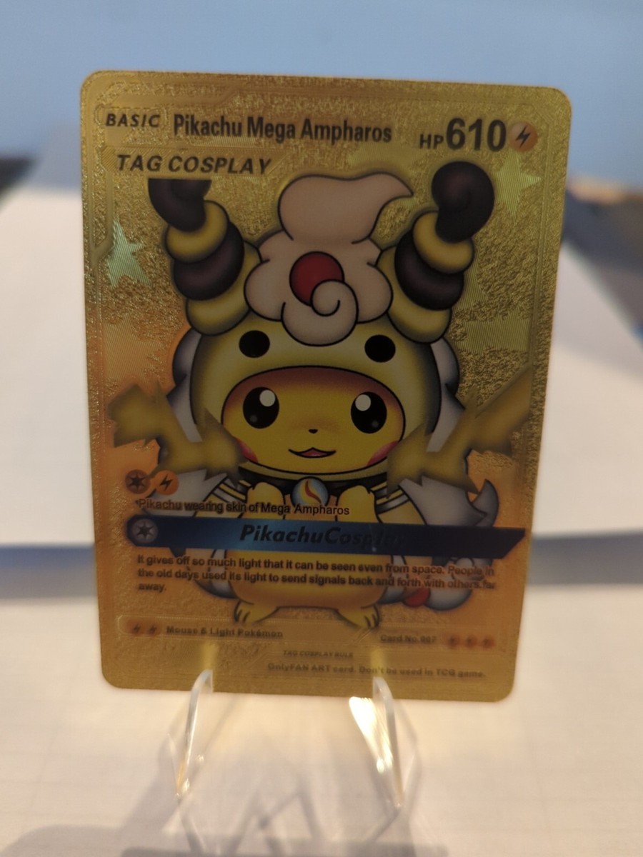 Pikachu Mega Ampharos, Cosplay Gold Foil Fan Art, Pokemon Card | eBay