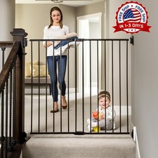 Puerta para beb s 2 en 1 extra alta para escaleras y pasillos Negra NUEVO US