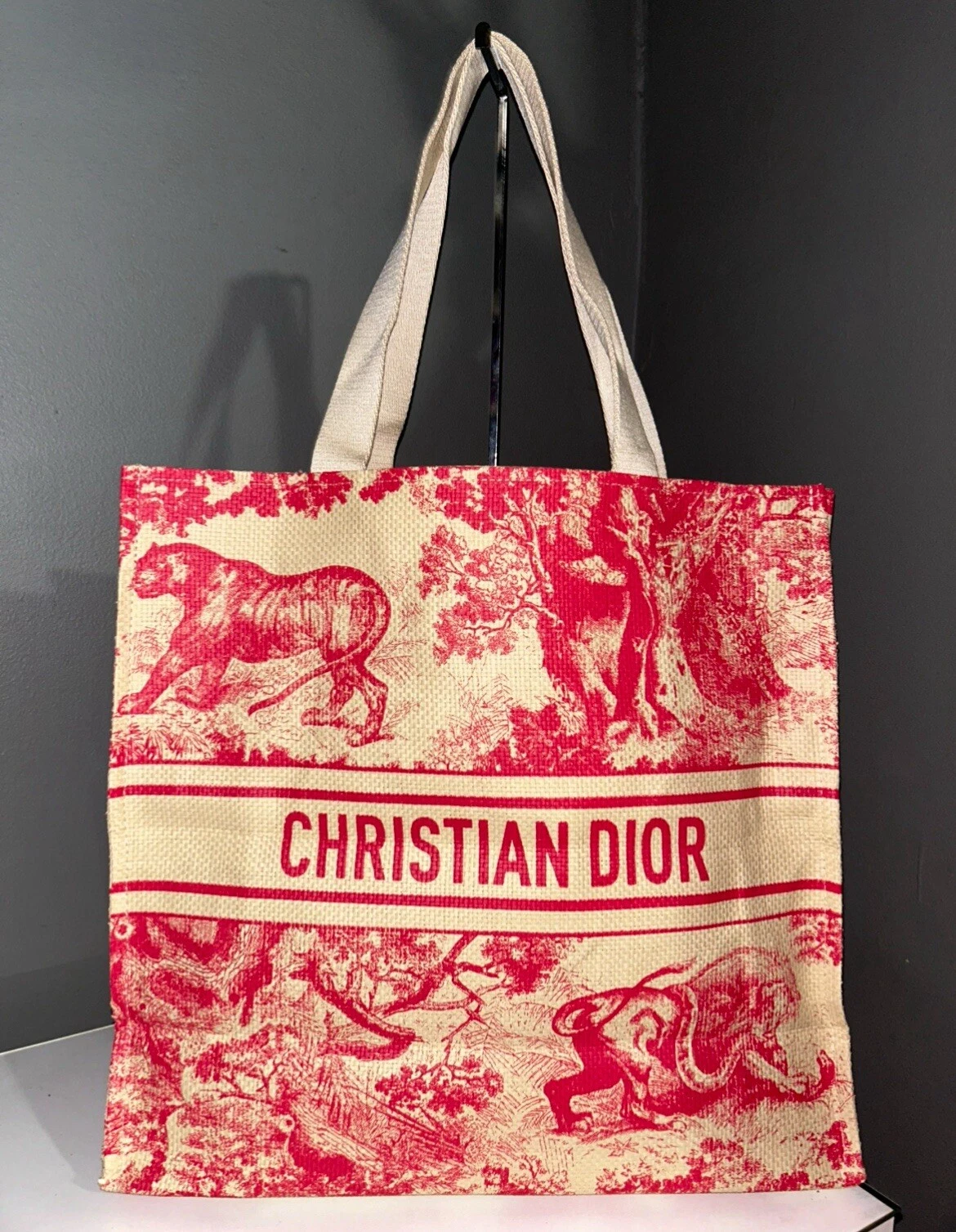 Sac fourre tout Christian Dior GWP rouge Dioriviera paille