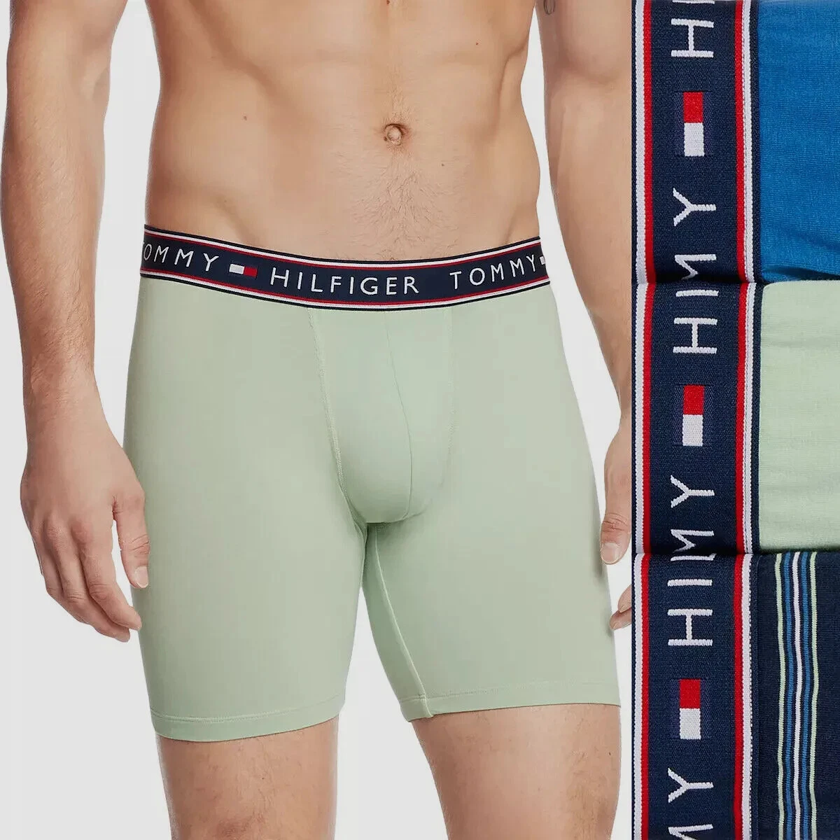 Men's Tommy Hilfiger Cotton Stretch 3-Pack Boxer Briefs/ Green