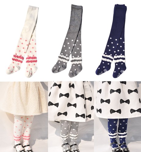 Nuevas medias tejidas de algodón peinadas con lunares y volantes para niños niñas talla 1.2.3.4 - Imagen 2 de 3