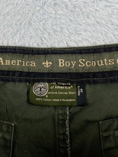 Boy Scouts Shorts Men 38 Green Cargo Uniform Canvas Short 100% Cotton 36x10 - Picture 7 of 15