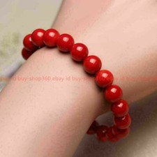 Natural 6/8/10/12mm Red Coral Round Beads Gemstone Stretch Bracelets 7.5'' AAA