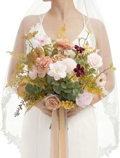 Powder Pink And Sand Beige Bridal Wedding Bouquet, Small 13  