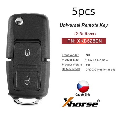 5x Xhorse XKB528EN VVDI Wire Remote Wireless Pro-garmming Key B5 Flip 2 Buttons
