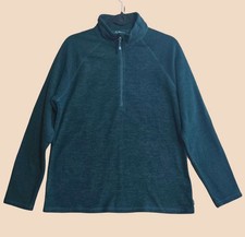 Eddie Bauer Fleece Pullover Womens Size Large Green Quarter Zip Sweatshirt NEW