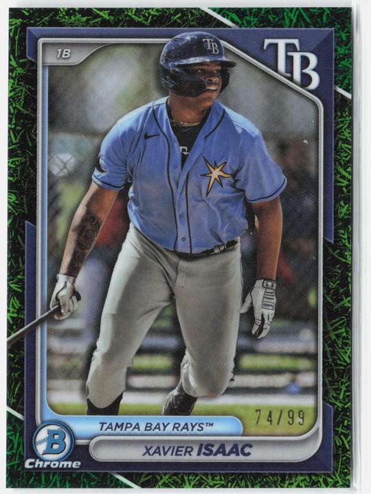2024 Bowman - Chrome Prospects Xavier Isaac #BCP-133 Green Grass Ref /99 (RC)