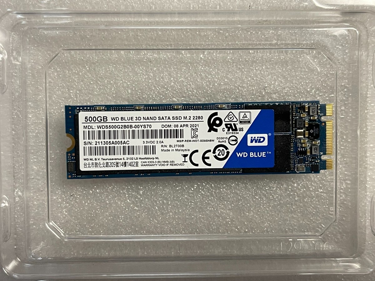 Western Digital WDS500G2B0B Blue 500GB M.2 3D NAND SSD Drive - 100