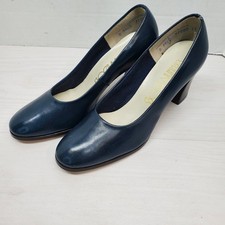 Socialites Vintage Pumps Blue Leather Heels 5.5 M Comfort Classic Y2K Fast Ship