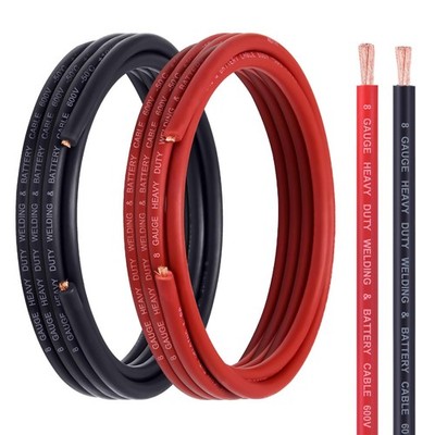 8 Gauge Battery Cable, 15FT Red + 15FT Black 8 AWG Welding Cable, Stranded Ox...
