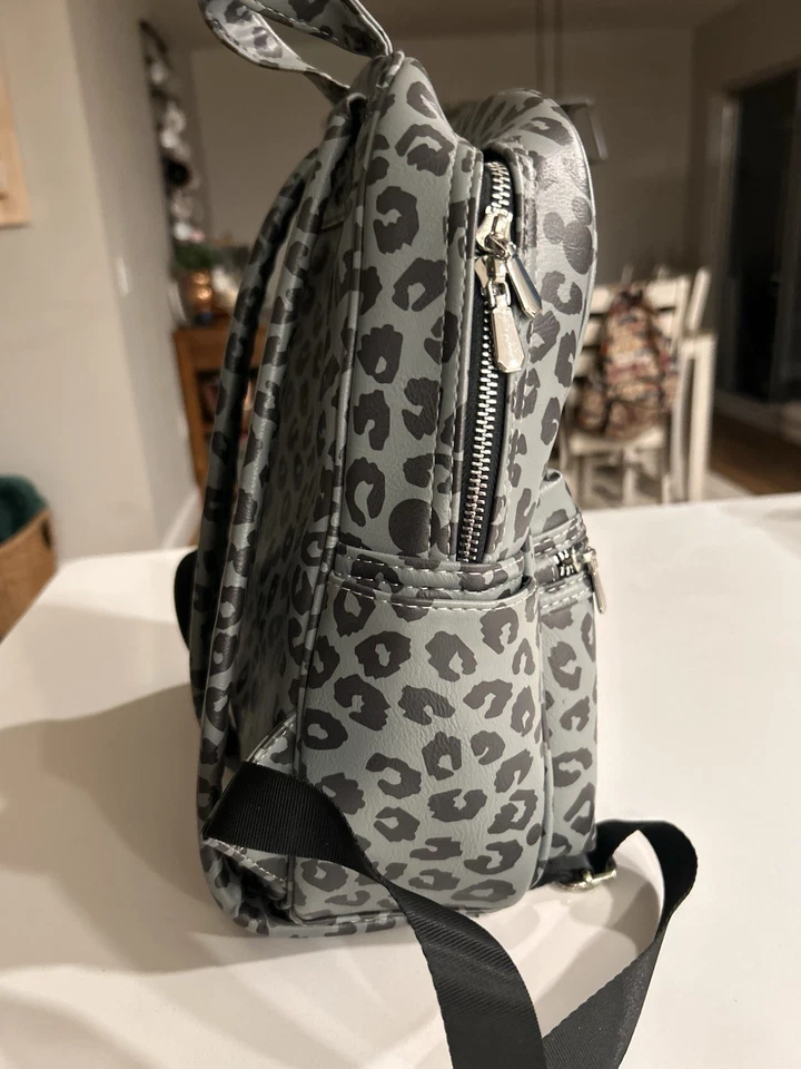 Disney Store Mickey Mouse Leopard Print Grayscale Backpack Fashion Bag Tote - Image 3 of 4