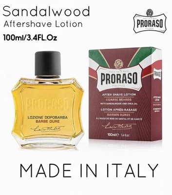 Proraso Sandalwood After Shave Lotion: Nourishing for Coarse Beards Red Italy