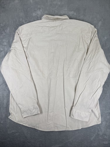 Camisa LL Bean Vintage Pana Abotonada Manga Larga Off White Grande (7201) - Imagen 7 de 7