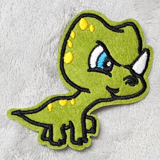Cute Sleepy Green Dinosaur Iron On Patch Embroidered Applique Cartoon Craft DIY