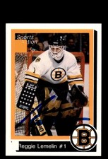 Signed Hockey Card Auto Reggie Lemelin 1988-89 Sports Action Boston Bruins