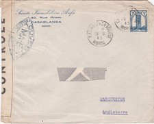1945 Morocco censored cover from Casablanca to Manchester with cut out adress