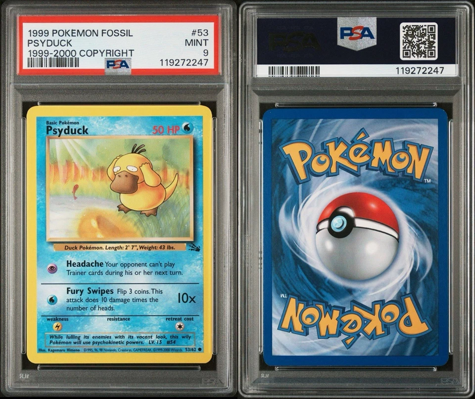 PSA 9 - Psyduck 53/62 Fossil 1999-2000 (Red Logo) Pokemon TCG - Image 3 of 3