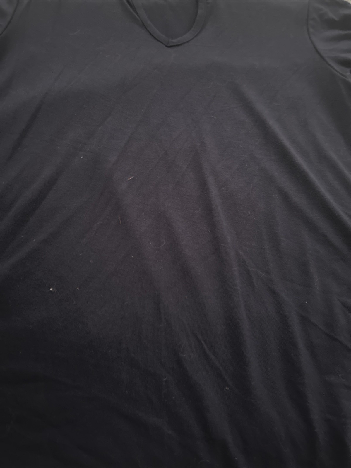 LuLaRoe Layla Split Neck Top Solid Navy L Rayon - image 2