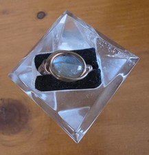 Labradorite Copper Wire-Wrapped Ring Size J