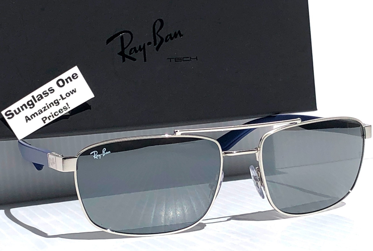 Ray Ban Silver & Blue Frame Grey Silver Mirror Lens Sunglass RB