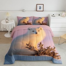 Fox Comforter Set for Boys Girls Kids Teens,3-Pieces Arctic Fox Bedding Set F...