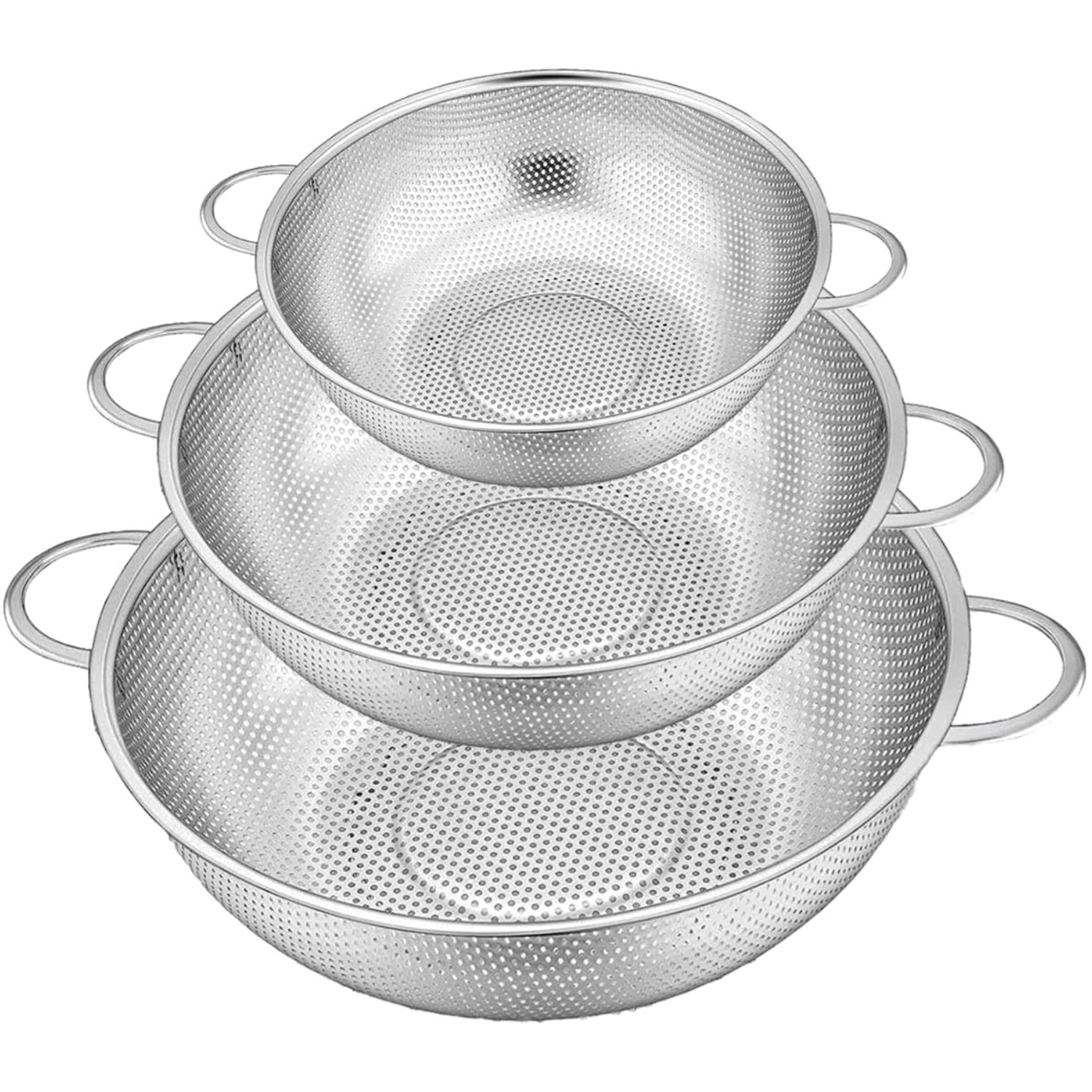 Colino Pasta in Acciaio Inox Microforato | Set 3 Scolapasta Cucina