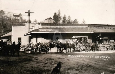 Mail Wagon Stagecoach Station AUBURN CA California RPPC Photo Postcard COPY