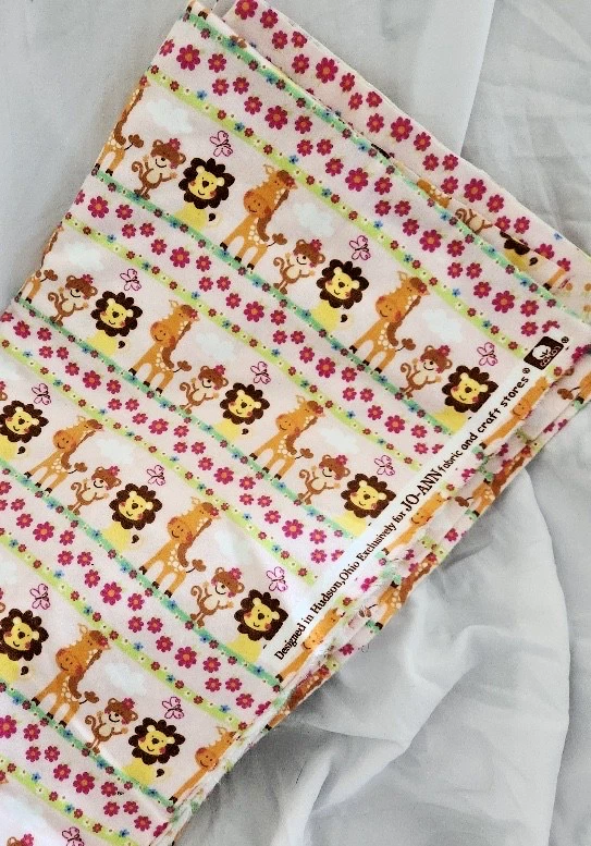 2 yards~JO-ANN Fabrics~Baby/Nursery Flanel Fabric~Pink/Flowers/Animals - Image 2 of 2