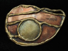 QK11157 NOS REALLY COOL ABSTRACT ARTWORK SOLID BRASS BELT BUCKLE