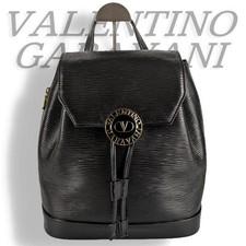 Item VALENTINO GARAVANI Drawstring Backpack Circle V Logo Hardware Leather Blac
