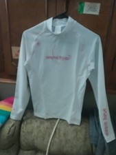 Aqua Lung Women's M Activewear Sun Protection UPF 50 Nylon/ Spandex White EUC