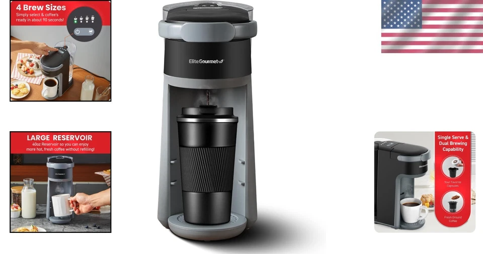 Sleek Design Single Serve Coffee Maker, Black, Auto Shut-Off - Image 2 of 4