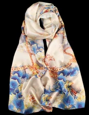 100% Silk mulberry Scarf Women shawl Wrap neckerchief floral blue yellow JH3-50