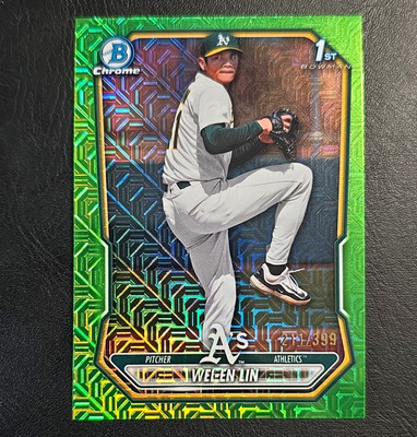 Bowman Chrome Wei-En Lin Athletics 1st Bowman Green Mojo Refractor /399 BCP-125