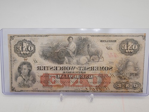 VERY NICE 1862 $1 Somerset & Worcester Maryland Savings Bank Note. Lot.31 - Picture 4 of 6