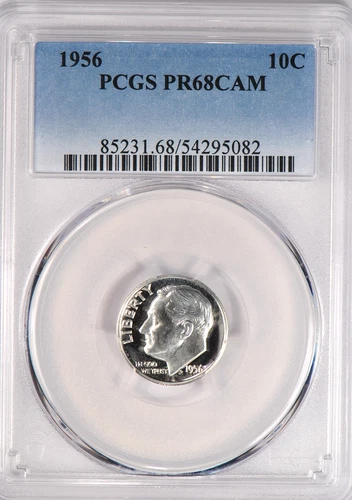 1956 Roosevelt Dime Proof PCGS PR68CAM PF 68 CAMEO Frosty Silver Coin 10C