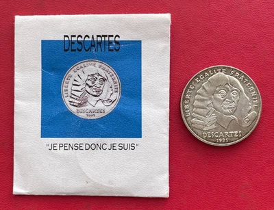 Monnaie 100 francs 1991 argent Descartes avec sa pochette de présentation - Photo 1/3