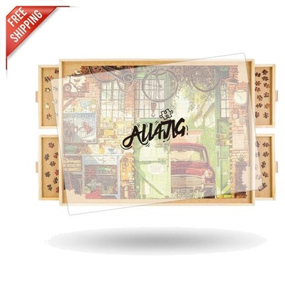 Family-Friendly 2000-Piece Puzzle Table with Rotating Design & Protective Cover