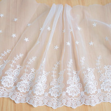 2Yards Retro Floral and Five-Pointed Stars Embroidery Lace Trim Lace Fabric 13.8