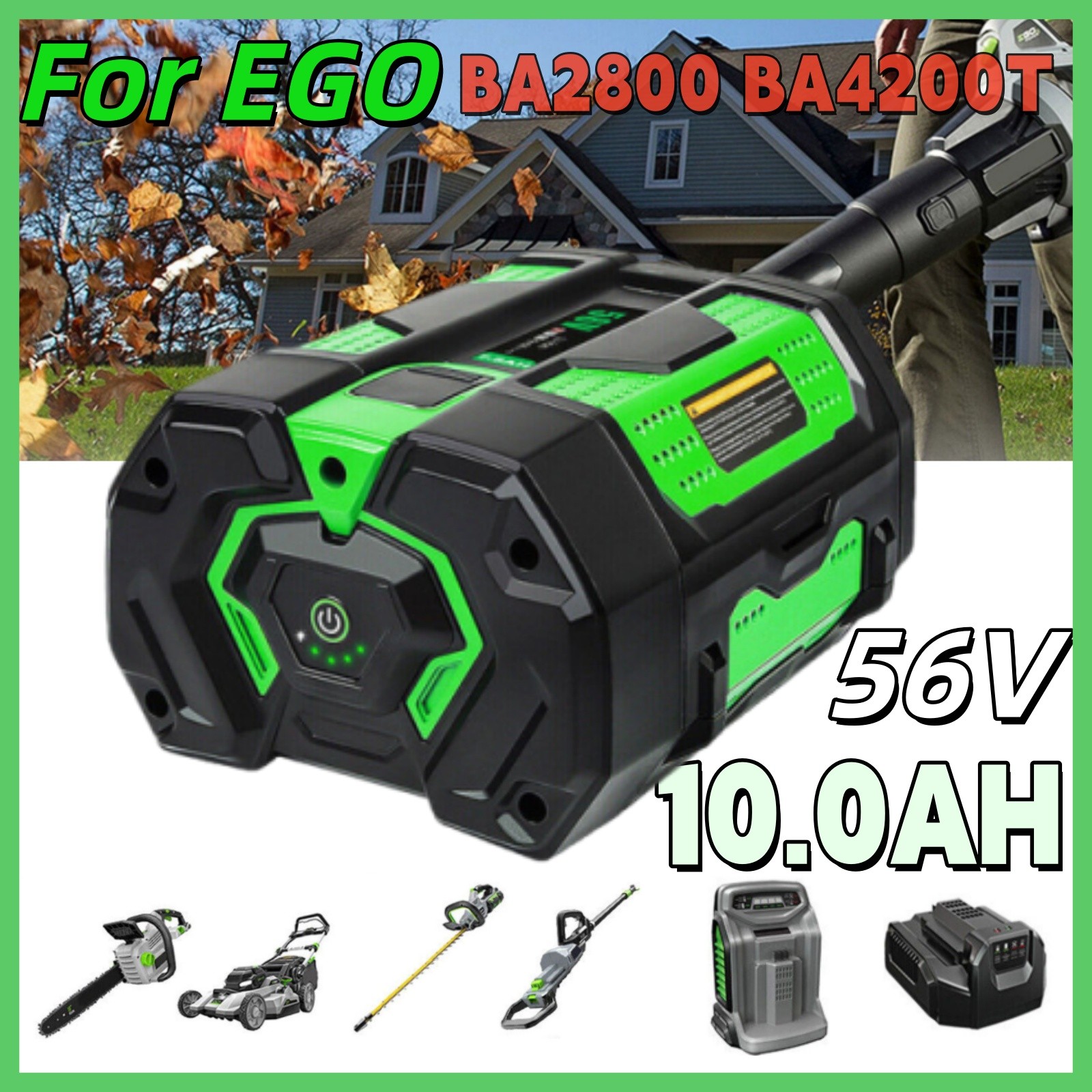 10.0AH Battery PACK For EGO 56V 56Volt BA2800T  Lithium Ion BA2240 BA1400T