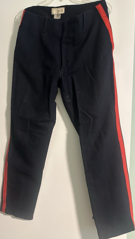 1930’s Schorr Men’s Wool Gym Pants Black w/ Red Side Stripe Regular Size 34