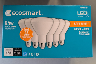 Eco-Smart 65W / 9W Dimmable LED Light Bulb BR30  6 PACK -  NEW