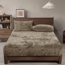  Truly Velvet Fitted Sheet Queen Size, 1 Pack Luxury Super Soft Cozy Comfy Bo