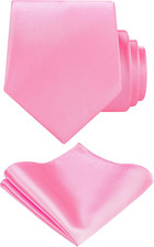 TIE G Solid Satin Woven dyed Color Formal Black Necktie and Pocket Square Sets i